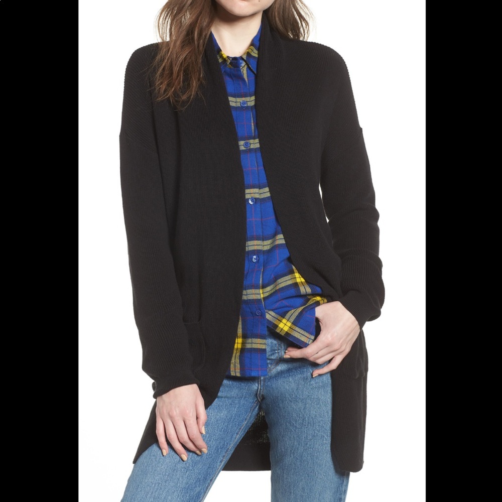 Nordstrom BP Curve Hem Cardigan - BLACK